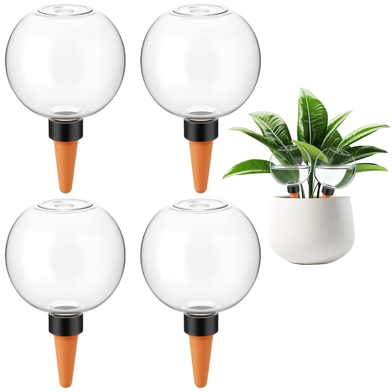 GLOBNGIAO 4 Pcs Self Watering Globes Plastic Automatic Watering Planter for Indoor Plants 17.5 oz drip Irrigation Watering Bulbs with Slow Release Control (Transparent) - Image 1